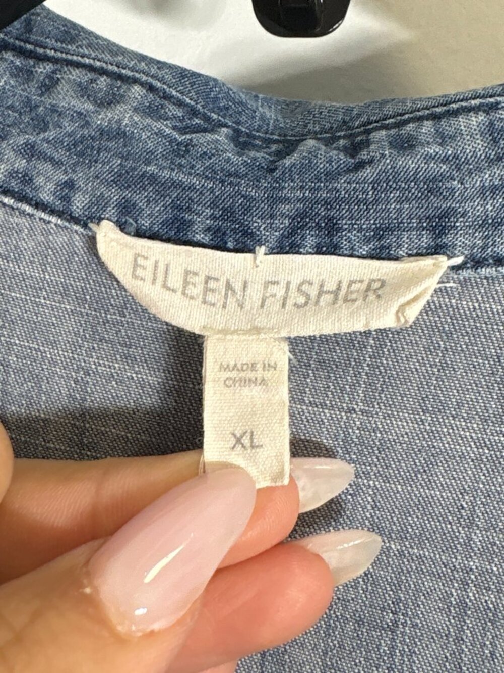 Eileen Fisher Denim Button-Down Shirt in Blue - Picture 3 of 3